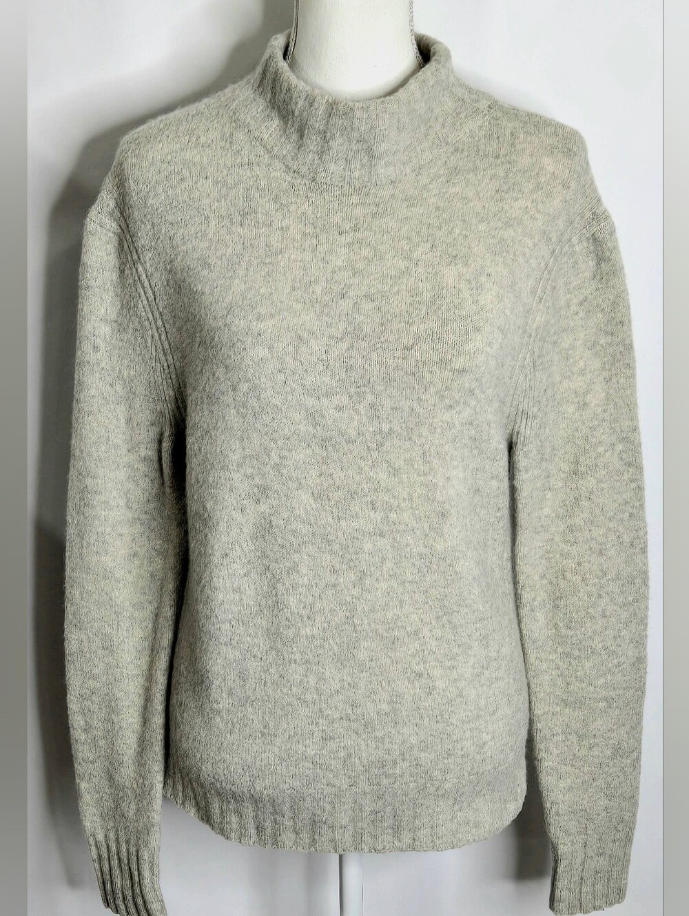 J.Crew Gray Alpaca Merino Wool Mock Neck Ribbed Sweater NWOT M